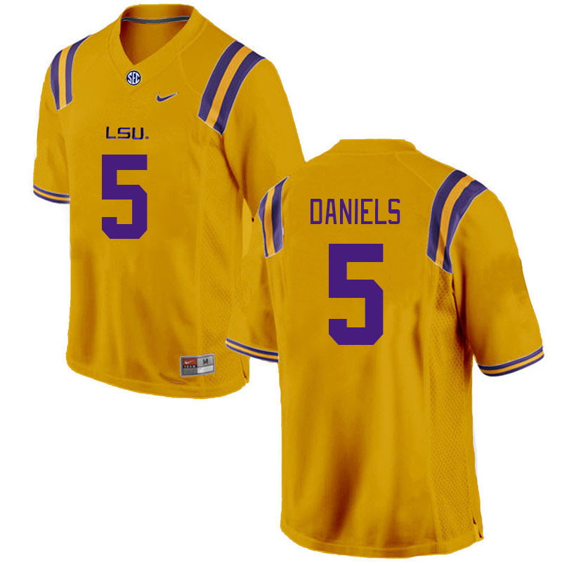 Men #5 Jayden Daniels LSU Tigers College Football Jerseys Stitched-Gold
